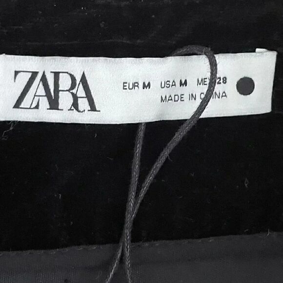 NWT Zara Women Black Fringed Velvet High Waist Ruched Front Detail Mini S #1140 - Picture 12 of 15